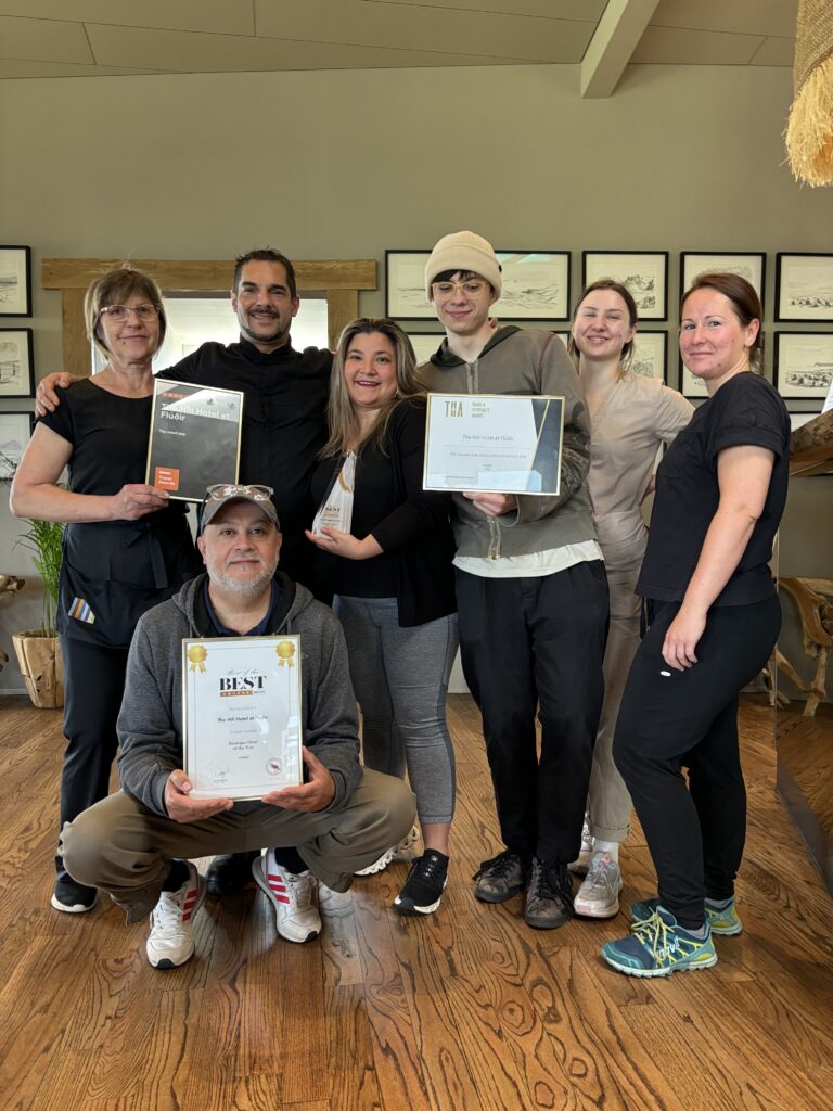 Maru Alemán of MA Consulting with an Icelandic hotel team celebrating their guest review awards – hotel revenue management consultant in Iceland